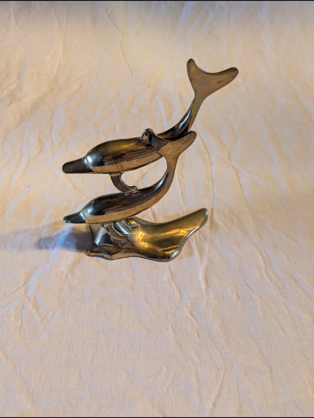 2/40$ Vintage Brass Dolphin Duo Sculptural Accent in Gold Tone
